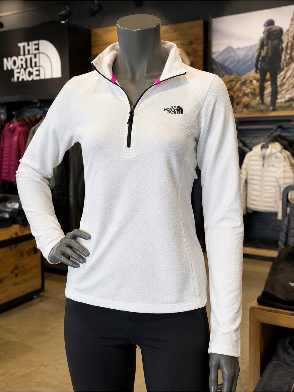 The North Face Women’s Quarter Zip Pullover Medium White Pink Athletic Top